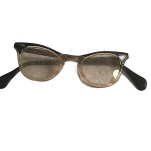 Vintage 1950s/60s Two-Tone Cat Eye Eyeglasses - Retro MCM Clear Fade Frame